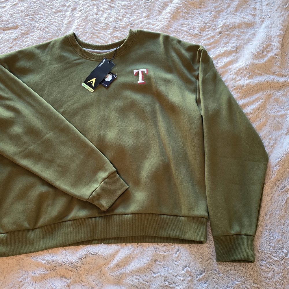 TEXAS Rangers Olive Green Crewneck Sweatshirt